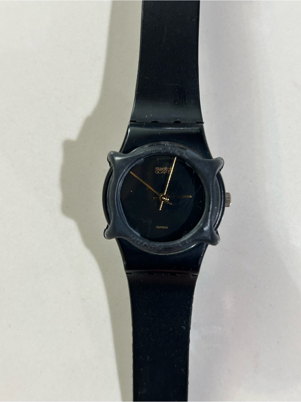 Vintage Swatch Black Magic Watch - For Parts/Repair with Black Swatch Guard
